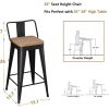 26" Metal Bar Stools w/ Removable Back & Wooden Seat - Set of 4
