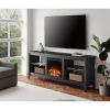 WAMPAT Electric Fireplace Rustic Wood TV Stand