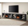 WAMPAT Electric Fireplace Rustic Wood TV Stand