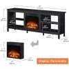 WAMPAT Electric Fireplace Rustic Wood TV Stand
