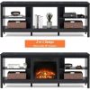 WAMPAT Electric Fireplace Rustic Wood TV Stand