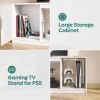 58" Modern LED TV Stand w/ Adjustable Glass Cabinet