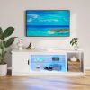 58" Modern LED TV Stand w/ Adjustable Glass Cabinet