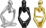 ANAKEY Silver Decor Thinker Resin Statue