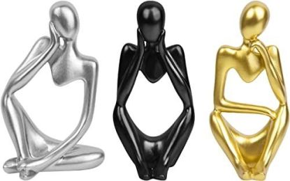 ANAKEY Silver Decor Thinker Resin Statue (Color: Black/Silver/Gold)