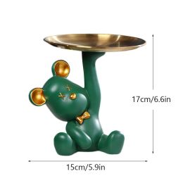 NORTHEUINS Resin Bear Entryway Decoration Figurine (Color: Green)