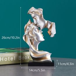Romantic Resin Couple Mask Kissing Lover Figurines (Color: Couple Mask Silver)