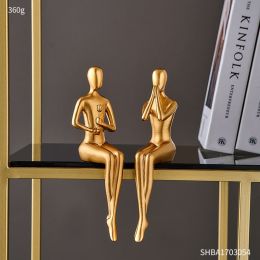 Modern Golden Abstract Resin Sculpture (Color: 2PCS-LOVE)