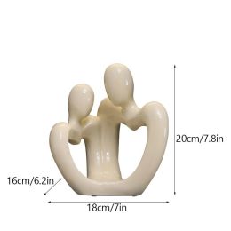 NORTHEUINS Ceramic Abstract Couple Statue (Color: B)