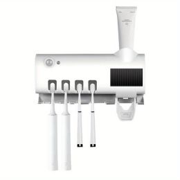 Wall Mounted Smart Toothbrush Sanitizer & Toothpaste Dispenser (Color: White)