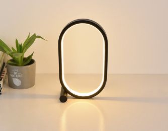Modern Oval USB Desk Lamp with Dimmable LED (Electrical outlet: USB, Color: Black)