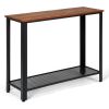 Wood Console Table with Adjustable Feet and Storage Shelf (Black/Silver)
