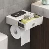 Bathroom Toilet Paper Holder with Shelf and Storage Drawer