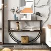 Rustic Industrial Design Textured Metal Distressed Wood Console Table