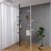 Adjustable White Laundry Pole Coat Rack & Hanger DIY Floor to Ceiling Tension Rod