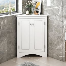 Versatile Triangle Bathroom Storage Cabinet (Color: White)