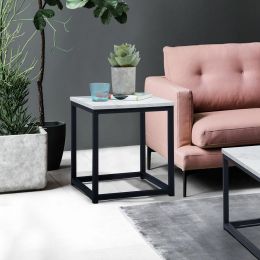 Wood Finish End Table w/ Metal Frame by Sky Home - Black (Color: Black A)