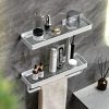 2-Tier Bathroom Wall Mounted Glass Shelves w/ Towel Holder