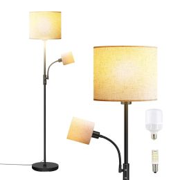 67.32In Mother-Daughter Floor Lamp Set w/ Linen Shade (Color: Beige)