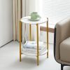 Modern 2-Layer  Marble Tabletop with Metal Frame End Table