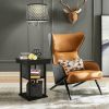 Floor Lamp Bedside Desk w/ USB Charging Ports Shelves