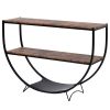 Rustic Industrial Design Textured Metal Distressed Wood Console Table