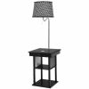 Floor Lamp Bedside Desk w/ USB Charging Ports Shelves