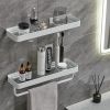 2-Tier Bathroom Wall Mounted Glass Shelves w/ Towel Holder