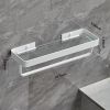 2-Tier Bathroom Wall Mounted Glass Shelves w/ Towel Holder