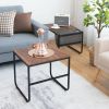 Modern Nesting Coffee Side Tables (Set of 2)-Brown