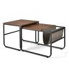 Modern Nesting Coffee Side Tables (Set of 2)-Brown