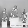 ANAKEY Silver Decor Thinker Resin Statue