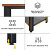 Wood Console Table with Adjustable Feet and Storage Shelf (Black/Silver)