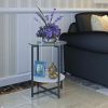 Round 2-Layer Tempered Glass End Table by Yeah Depot