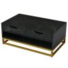 Modern Marble Nesting Golden Coffee Table w/ Metal Frame, Drawers, and Shelves (Set of 2)