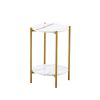 Modern 2-Layer  Marble Tabletop with Metal Frame End Table