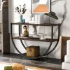 Rustic Industrial Design Textured Metal Distressed Wood Console Table
