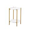 Modern 2-Layer  Marble Tabletop with Metal Frame End Table