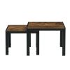 Modern Square Nesting Coffee Table Set with Wood Finish