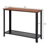 Wood Console Table with Adjustable Feet and Storage Shelf (Black/Silver)
