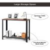 Wood Console Table with Adjustable Feet and Storage Shelf (Black/Silver)
