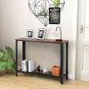 Wood Console Table with Adjustable Feet and Storage Shelf (Black/Silver)