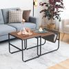 Modern Nesting Coffee Side Tables (Set of 2)-Brown