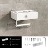 Bathroom Toilet Paper Holder with Shelf and Storage Drawer