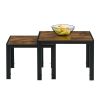 Modern Square Nesting Coffee Table Set with Wood Finish