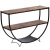Rustic Industrial Design Textured Metal Distressed Wood Console Table