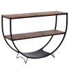 Rustic Industrial Design Textured Metal Distressed Wood Console Table