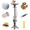 Wooden Umbrella Standing Coat Rack Tree with 12 Hooks